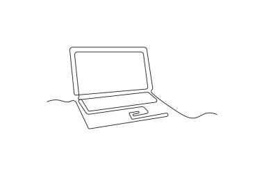 Siyah beyaz minimalist vektör simgesinin dizüstü bilgisayarı.