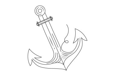 Devamlı deniz çapası çizgisi. Geminin büyüklüğü. Okyanus elementi seti.