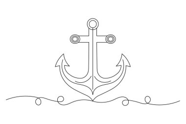 Devamlı deniz çapası çizgisi. Geminin büyüklüğü. Okyanus elementi seti.