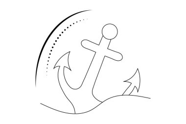 Sanatsal ve dijital illüstrasyon Vektör simgesine bağlı gemi çapası