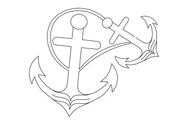 Sanatsal ve dijital illüstrasyon Vektör simgesine bağlı gemi çapası