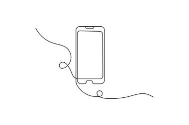 Akıllı telefon vektörü illüstrasyon premium vektör deign aralıksız bir satır sanatı