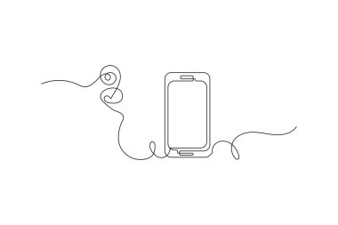 Akıllı telefon vektörü illüstrasyon premium vektör deign aralıksız bir satır sanatı