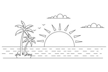 Gün batımında makas vektör illüstrasyon tasarımının aralıksız bir çizimi