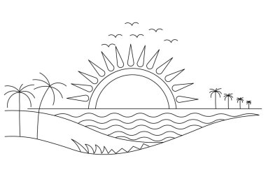 Gün batımında makas vektör illüstrasyon tasarımının aralıksız bir çizimi