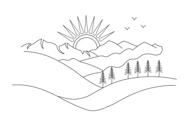 Gün batımında makas vektör illüstrasyon tasarımının aralıksız bir çizimi