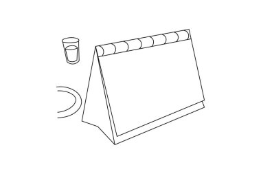 Tablo takvimi sürekli bir satır sanat ve tek çizgi çizim tasarımı