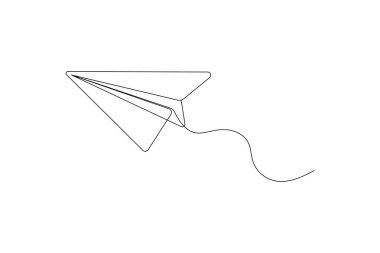 Minimalist kağıt uçak ana hatları tek satır biçiminde