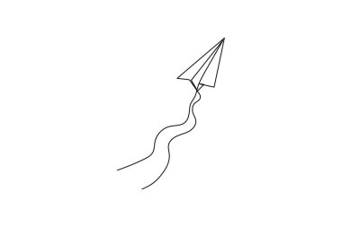 Minimalist kağıt uçak ana hatları tek satır biçiminde