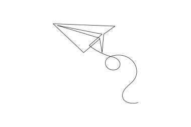 Kağıt düzlem sürekli bir çizgi vektör çizimi