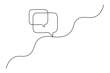 Konuşma baloncuğu sürekli bir çizgi çizimi ve minimalist stil ana hatları izole eder