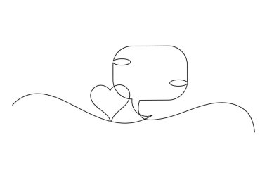 Konuşma baloncuğu sürekli bir çizgi çizimi ve minimalist stil ana hatları izole eder