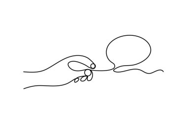 Konuşma baloncuğu sürekli bir çizgi çizimi ve minimalist stil ana hatları izole eder