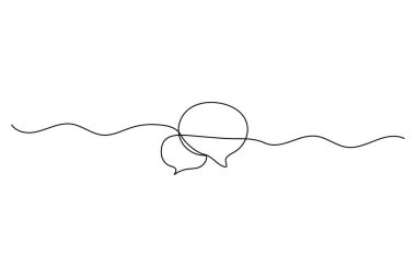 Konuşma baloncuğu sürekli bir çizgi çizimi ve minimalist stil ana hatları izole eder