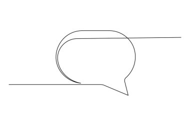 Konuşma baloncuğu sürekli bir çizgi çizimi ve minimalist stil ana hatları izole eder
