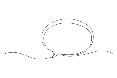 Konuşma baloncuğu sürekli bir çizgi çizimi ve minimalist stil ana hatları izole eder