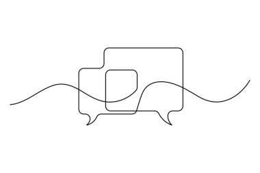 Konuşma baloncuğu sürekli bir çizgi çizimi ve minimalist stil ana hatları izole eder