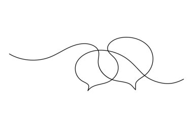 Konuşma baloncuğu sürekli bir çizgi çizimi ve minimalist stil ana hatları izole eder