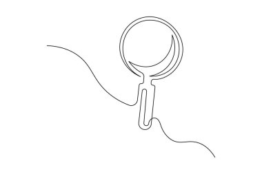Büyütme cam arama simgesi bir satır minimalist çizim vektör çizimi