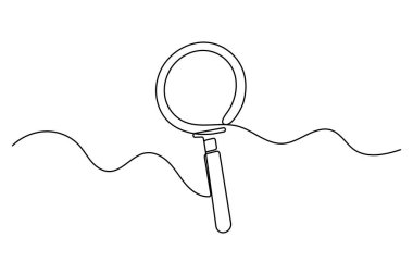 Büyütme cam arama simgesi bir satır minimalist çizim vektör çizimi