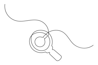 Büyütme cam arama simgesi bir satır minimalist çizim vektör çizimi