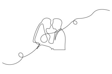 Gelin ve damat minimalist ana hatları çizerek sürekli bir çizgi çiziyorlar.