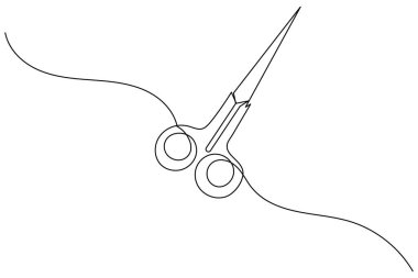 Makas, minimalist ana hatlı vektör illüstrasyonunu çizmeye devam ediyor