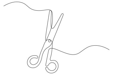 Modern makas sürekli çizgi minimalist ana hatlı vektör çizimi