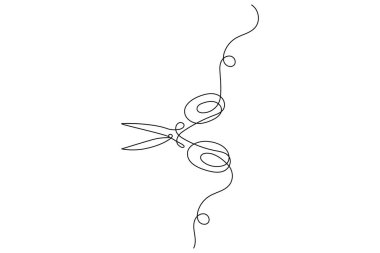 Modern makas sürekli çizgi minimalist ana hatlı vektör çizimi