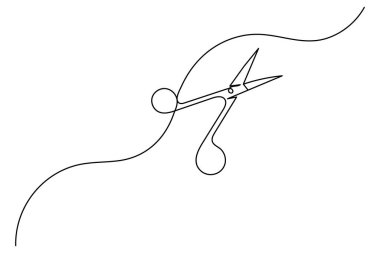 Modern makas sürekli çizgi minimalist ana hatlı vektör çizimi