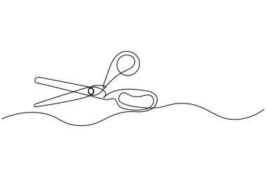 Modern makas sürekli çizgi minimalist ana hatlı vektör çizimi