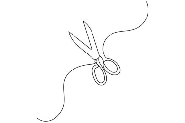 Modern makas sürekli çizgi minimalist ana hatlı vektör çizimi