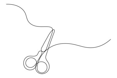 Modern makas sürekli çizgi minimalist ana hatlı vektör çizimi