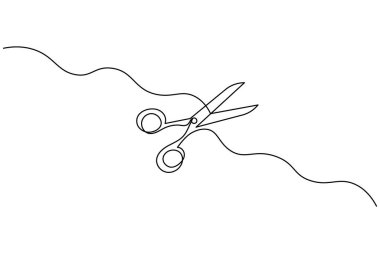 Modern makas sürekli çizgi minimalist ana hatlı vektör çizimi