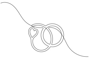 Alyans minimalist taslak çizimi için sürekli bir çizgi.