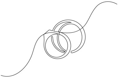 Alyans minimalist taslak çizimi için sürekli bir çizgi.