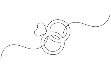 Alyans minimalist taslak çizimi için sürekli bir çizgi.