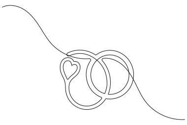 Alyans minimalist taslak çizimi için sürekli bir çizgi.