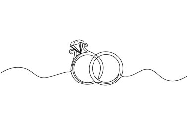 Alyans minimalist taslak çizimi için sürekli bir çizgi.