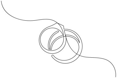 Alyans minimalist taslak çizimi için sürekli bir çizgi.