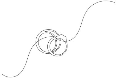 Alyans minimalist taslak çizimi için sürekli bir çizgi.