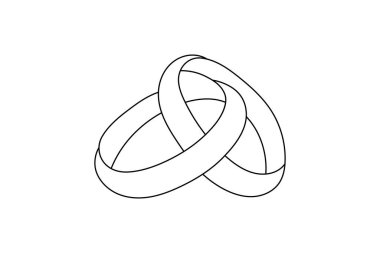 Alyans minimalist taslak çizimi için sürekli bir çizgi.