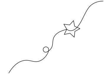 Yıldız simgesi minimalist stili çizen sürekli tek çizgi ana çizim vektör illüstrasyonunu izole et