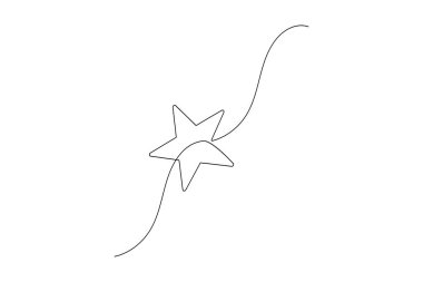 Yıldız simgesi minimalist stili çizen sürekli tek çizgi ana çizim vektör illüstrasyonunu izole et