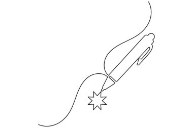 Minimalist yıldız simgesi sürekli bir çizgi sanat ana hatları basit vektör izole illüstrasyonu