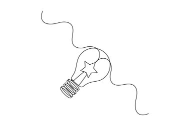 Minimalist yıldız simgesi sürekli bir çizgi sanat ana hatları basit vektör izole illüstrasyonu