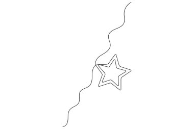 Minimalist yıldız simgesi sürekli bir çizgi sanat ana hatları basit vektör izole illüstrasyonu