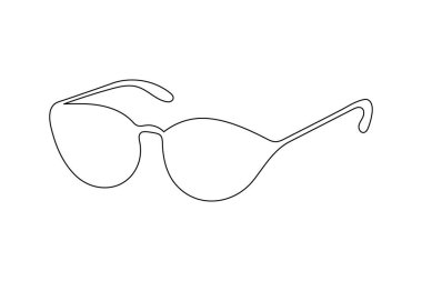 Güneş gözlüğü simgesi minimalist stili çizen sürekli tek çizgi ana hatlı vektör illüstrasyonunu izole et