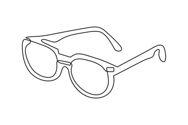 Güneş gözlüğü simgesi minimalist stili çizen sürekli tek çizgi ana hatlı vektör illüstrasyonunu izole et