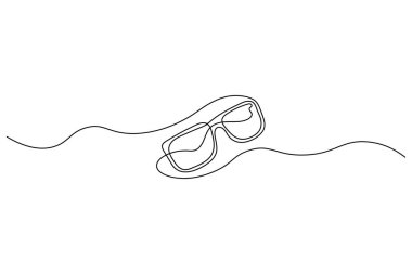 Güneş gözlüğü simgesi minimalist stili çizen sürekli tek çizgi ana hatlı vektör illüstrasyonunu izole et